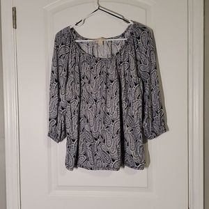 Michael Kors Black and White Paisley Top